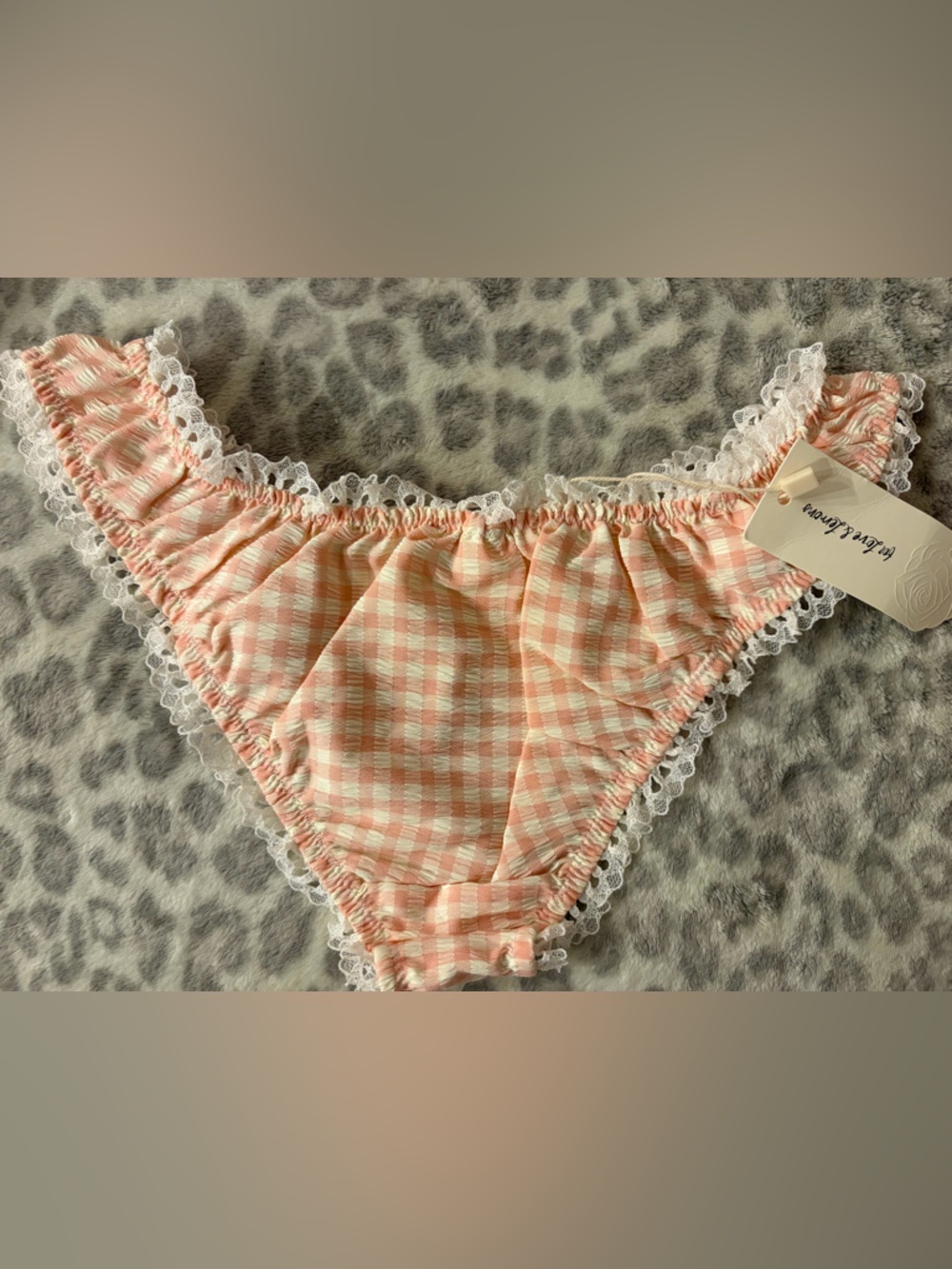 For Love & Lemons Petal Pink Gingham Cheeky Panty XS NWT - Picture 8 of 13